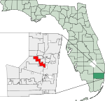 Map of Florida highlighting Lauderhill